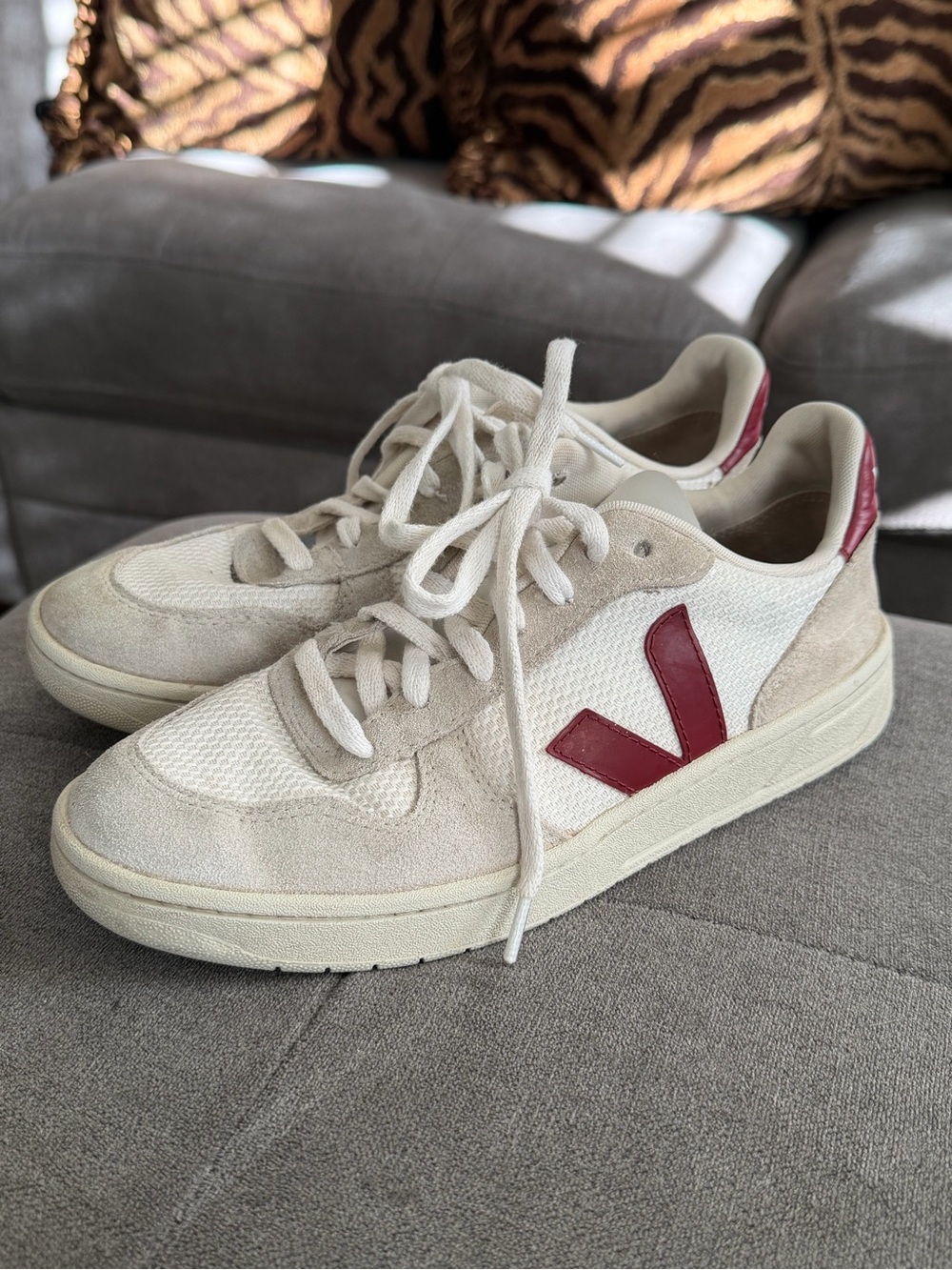Veja White Mesh Marsala Sneakers V-10 size 7!